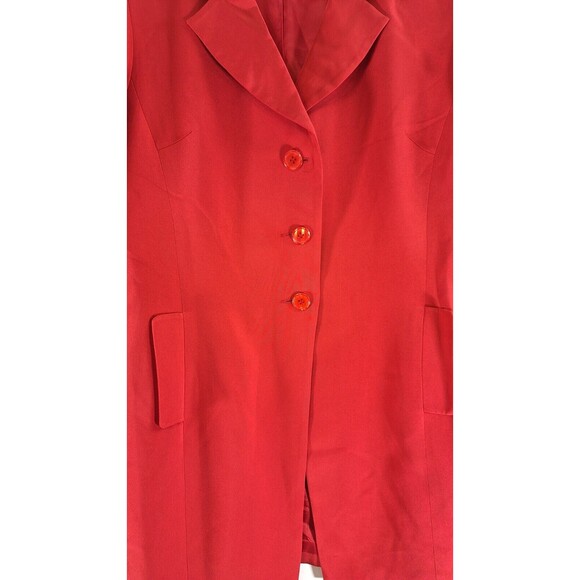 HUGO BUSCATI COLLECTION 100% Silk Long Blazer Women's Sz 14 Red Classic Preppy - Picture 5 of 9